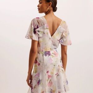 Ted Baker Ted Baker Sangro Womens Angel Sleeve Fit And Flare Mini Dress Size 0